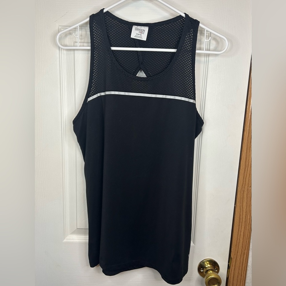 Danskin Black Mesh Panel Racerback Tank Women’s Medium Activewear
